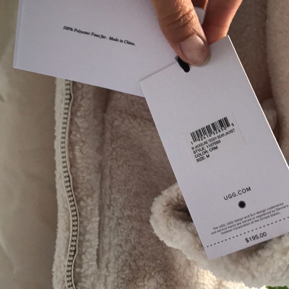 WOMENS UGG JACKELINE TEDDY BEAR JACKET CREAM ZIPUP - Picture 8 of 13